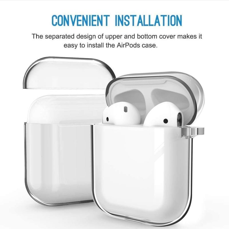 Valkit Compatible AirPod Case Cover, Clear Airpods Case with Keychain Soft TPU Protective Cover Shockproof Case for Girls Women Men Compatible with Apple AirPods Charging Case 2 & 1 - Transparent - Image 3